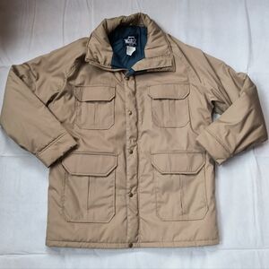Woolrich Vintage Chore Barn Field Jacket Parka Size Large L Tan Mens Insulated